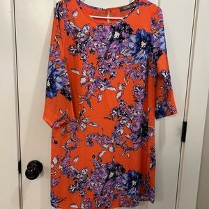 Orange Floral Dress with Purple Accents